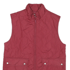 AS REAL AS Womens Red Quilted Jacket S Polyester Blend Zip Pockets Sleeveless