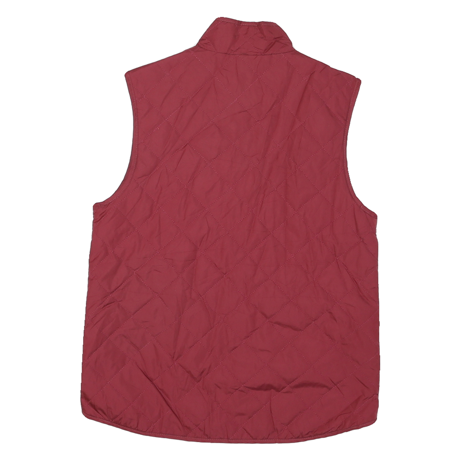 AS REAL AS Womens Red Quilted Jacket S Polyester Blend Zip Pockets Sleeveless