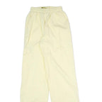 CAT Womens Cotton Blend Cream Relaxed Wide-Leg Trousers W20 L31 Drawstring