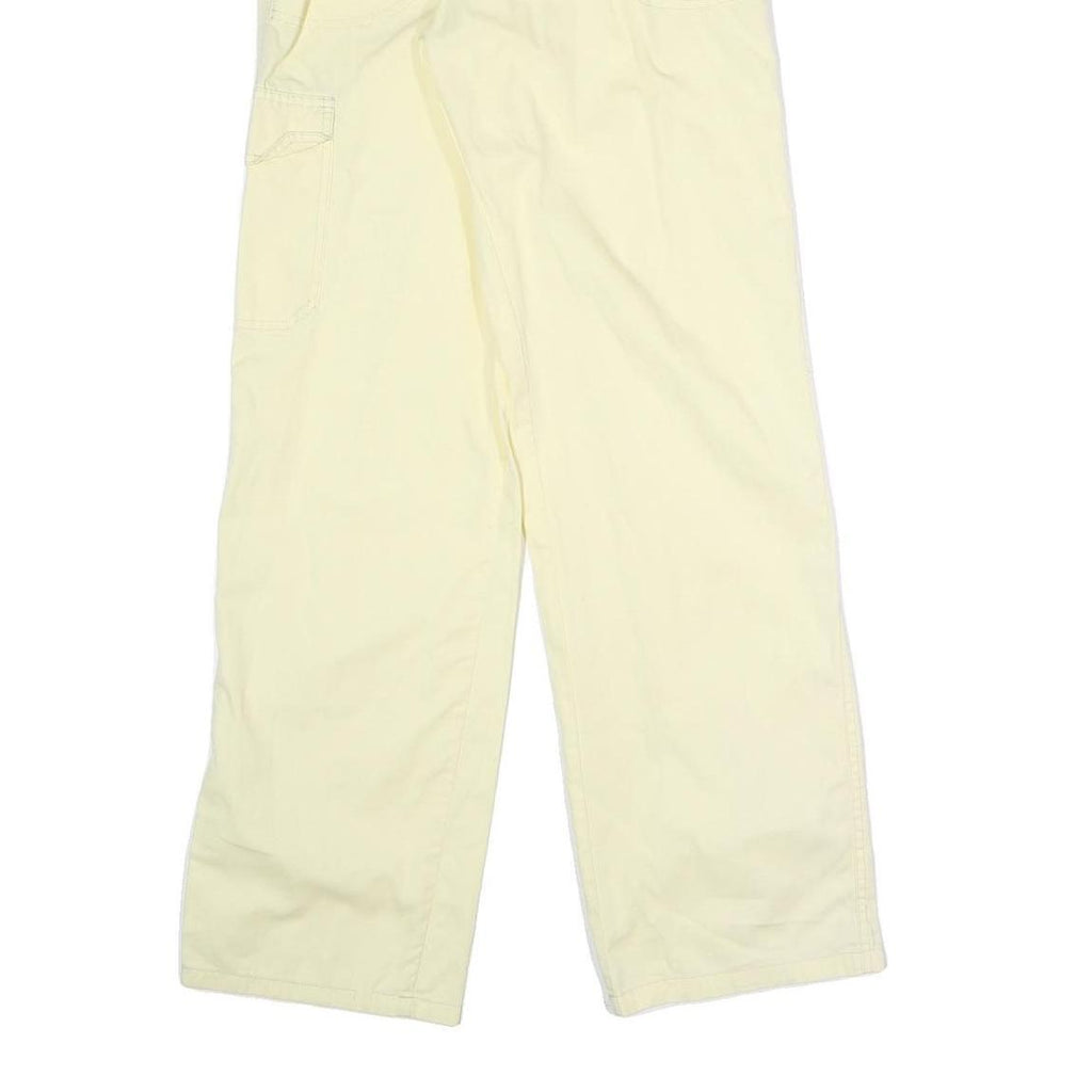 CAT Womens Cotton Blend Cream Relaxed Wide-Leg Trousers W20 L31 Drawstring