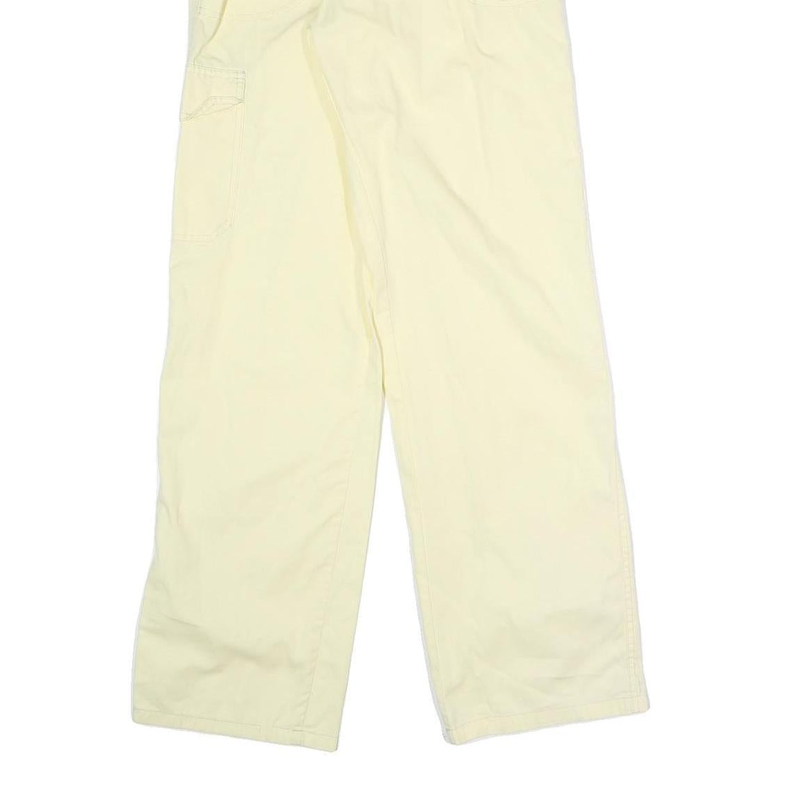 CAT Womens Cotton Blend Cream Relaxed Wide-Leg Trousers W20 L31 Drawstring