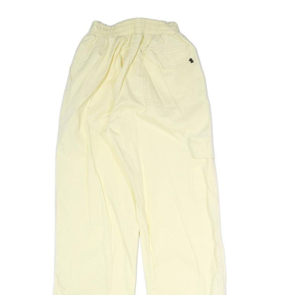 CAT Womens Cotton Blend Cream Relaxed Wide-Leg Trousers W20 L31 Drawstring