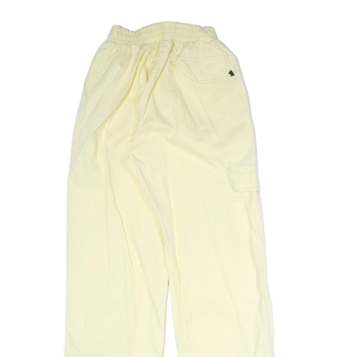 CAT Womens Cotton Blend Cream Relaxed Wide-Leg Trousers W20 L31 Drawstring