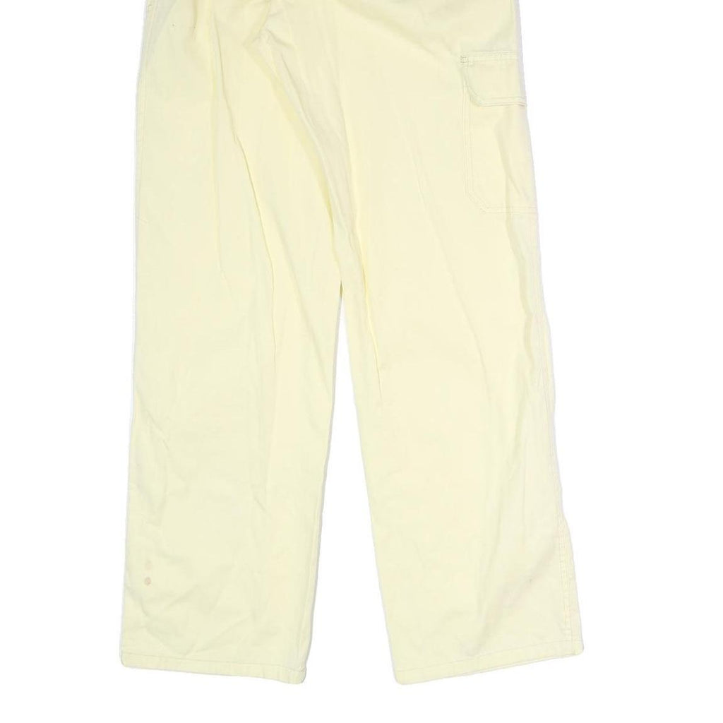 CAT Womens Cotton Blend Cream Relaxed Wide-Leg Trousers W20 L31 Drawstring