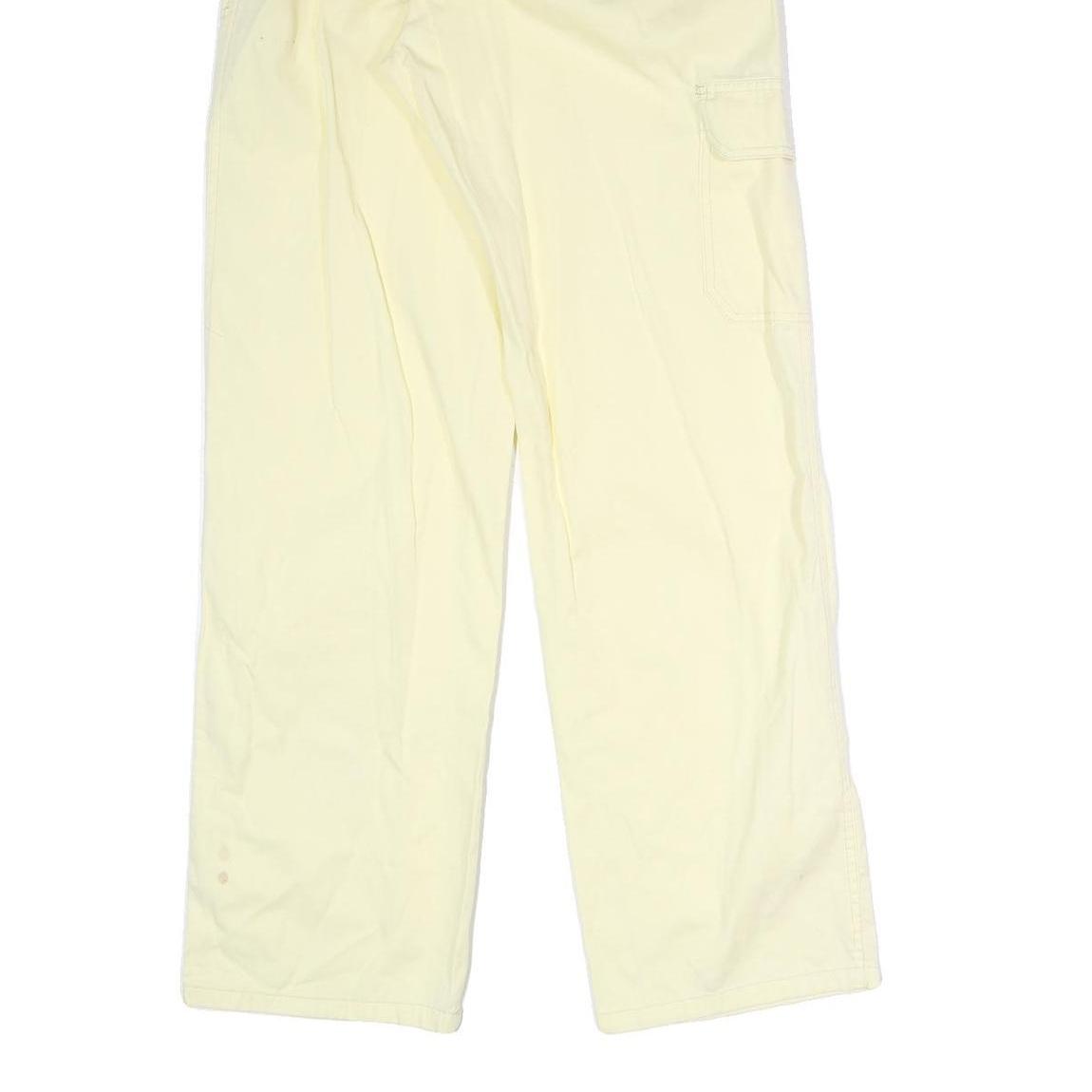 CAT Womens Cotton Blend Cream Relaxed Wide-Leg Trousers W20 L31 Drawstring