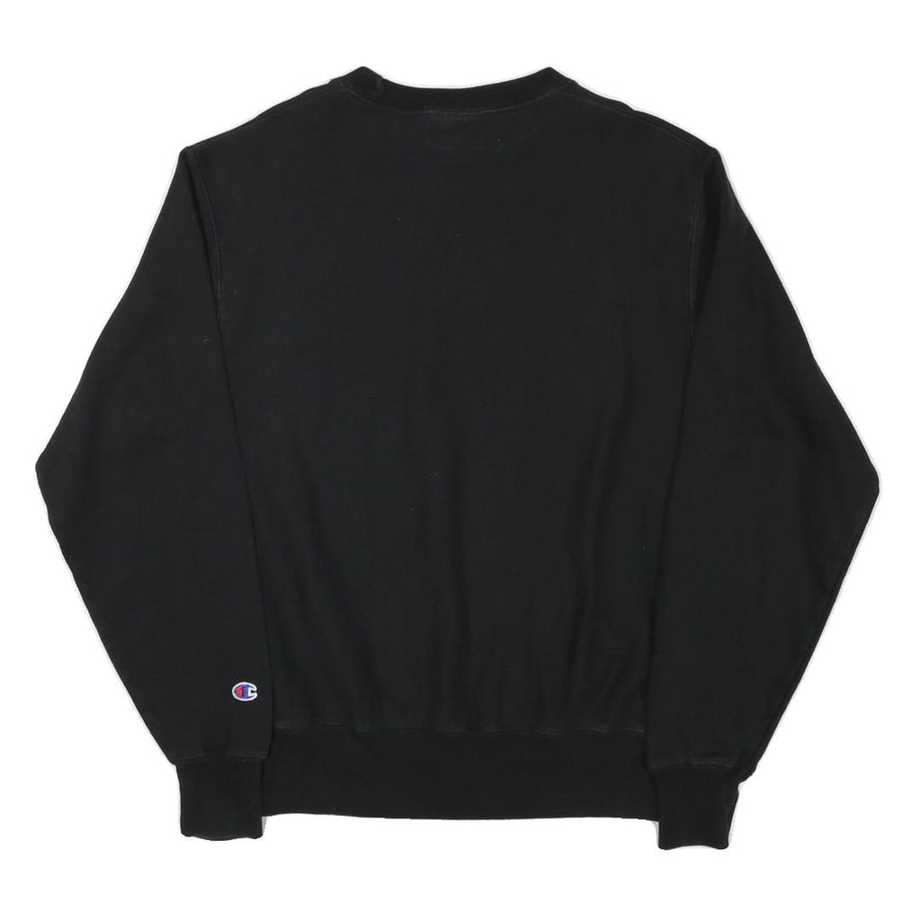 CHAMPION Mens Black Cotton Blend Crew Neck M Sweatshirt Printed Front Logo