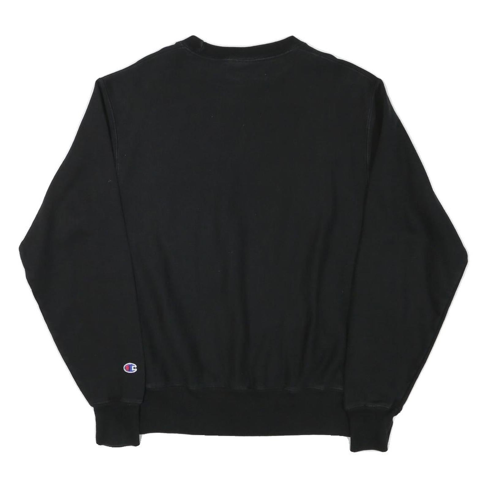 CHAMPION Mens Black Cotton Blend Crew Neck M Sweatshirt Printed Front Logo