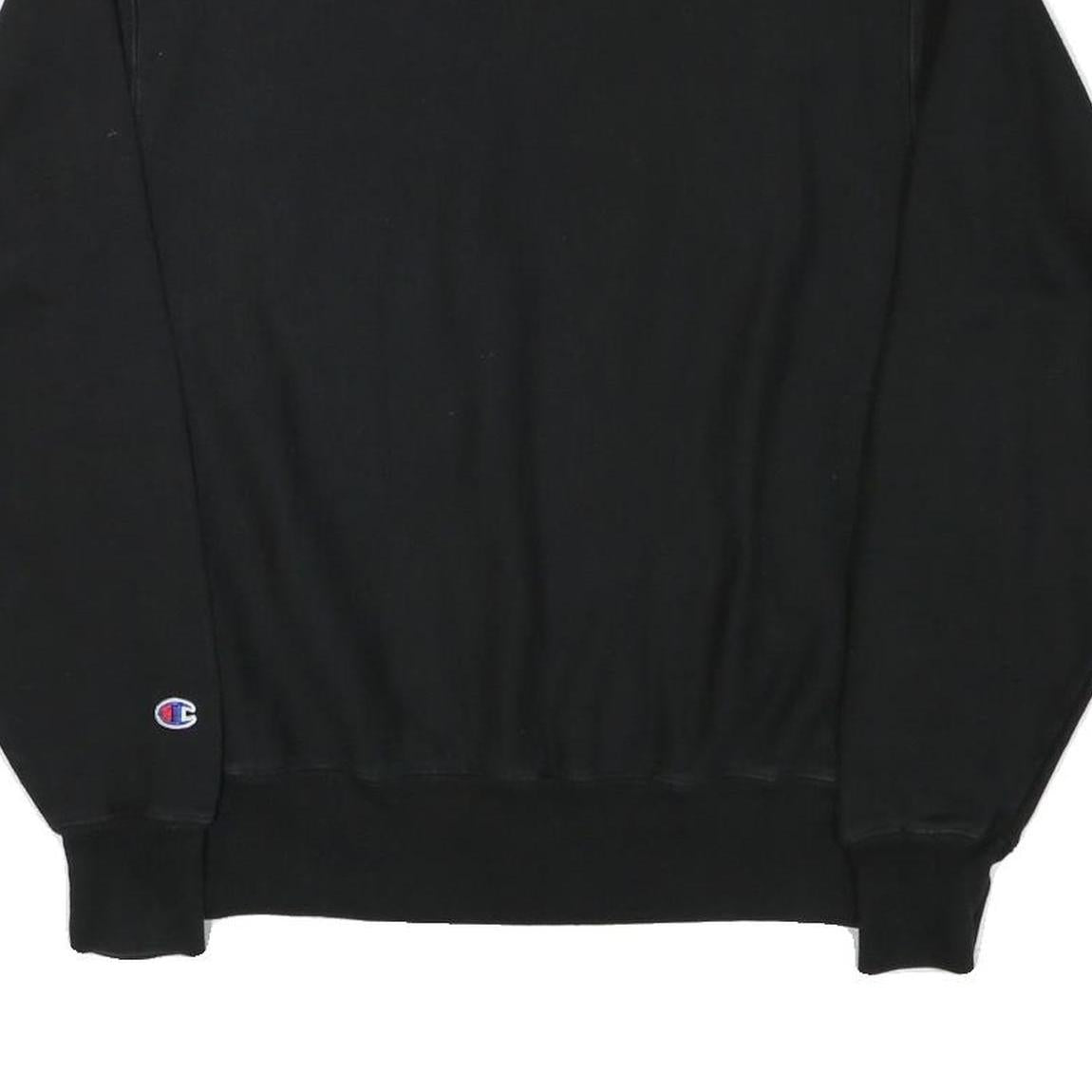 CHAMPION Mens Black Cotton Blend Crew Neck M Sweatshirt Printed Front Logo