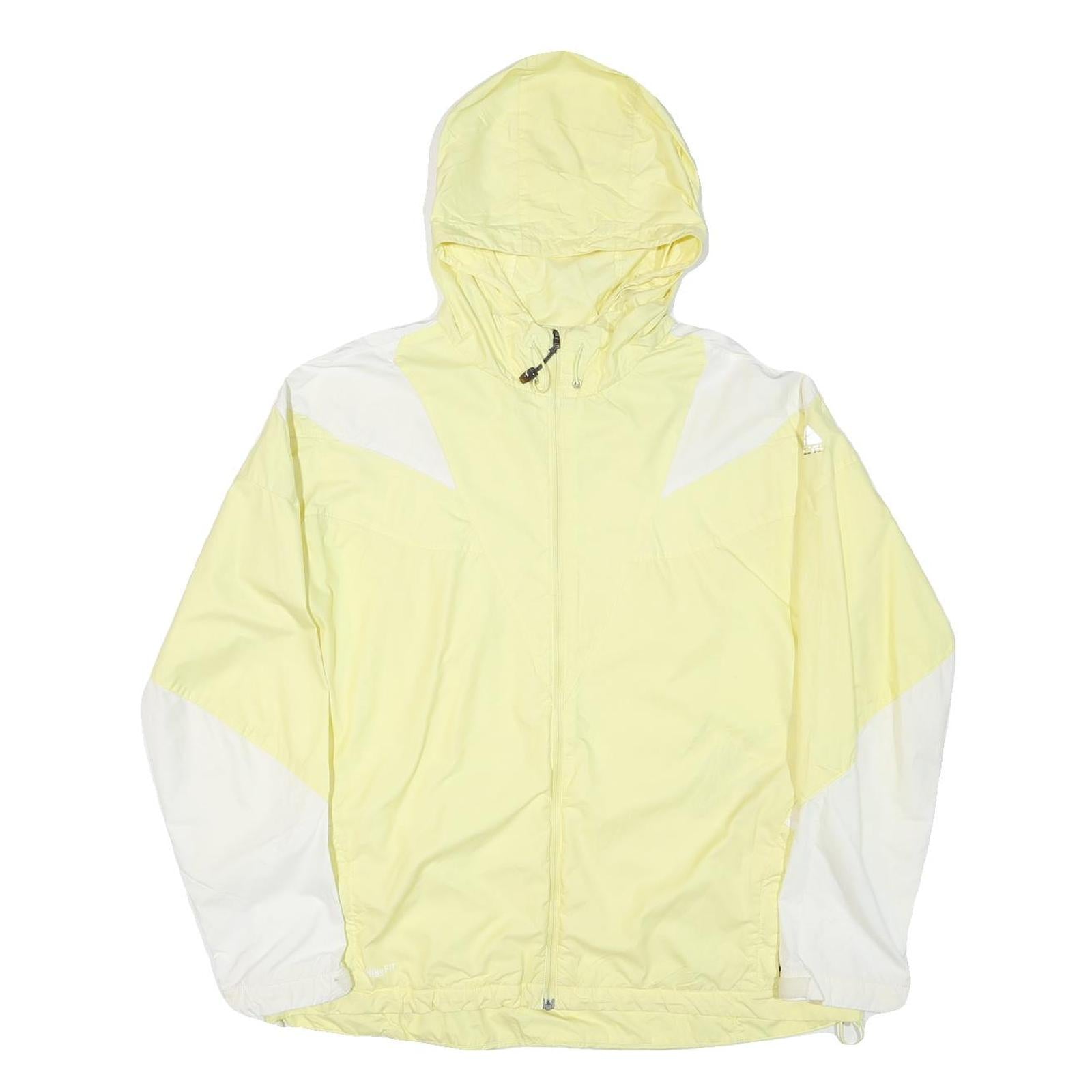 NIKE Womens Yellow & White Colourblock Hooded Jacket 2XL Polyester Blend Zip