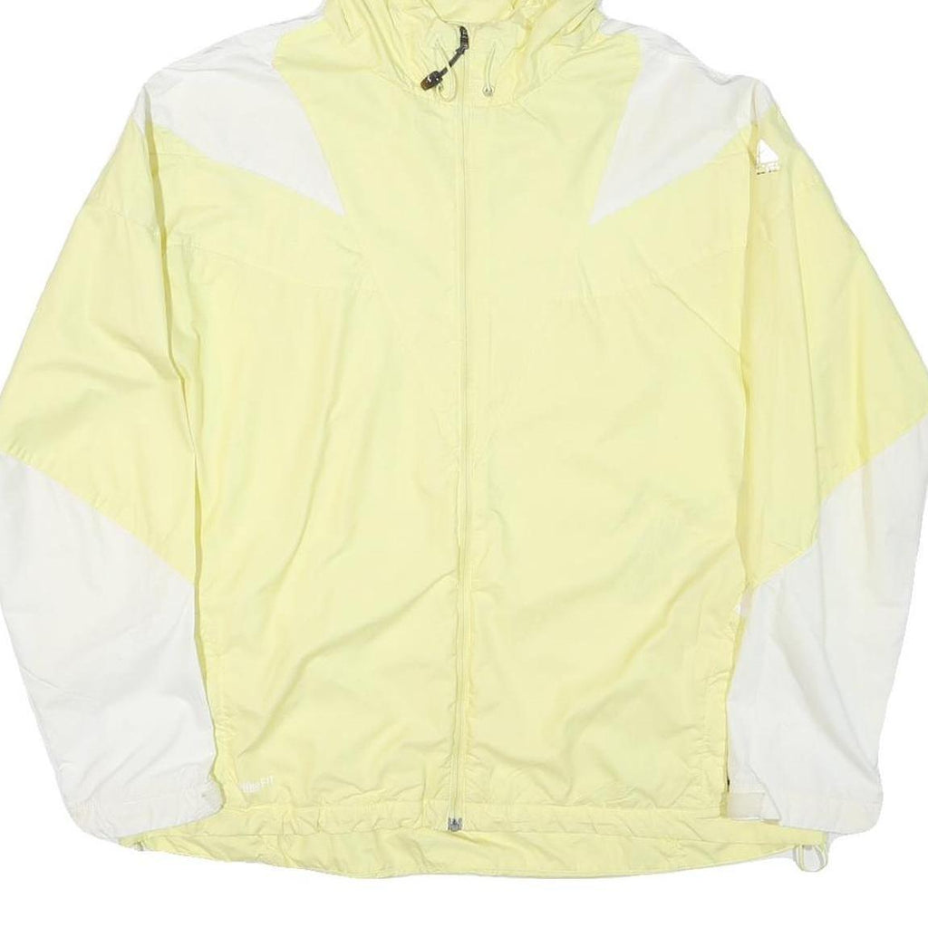 NIKE Womens Yellow & White Colourblock Hooded Jacket 2XL Polyester Blend Zip