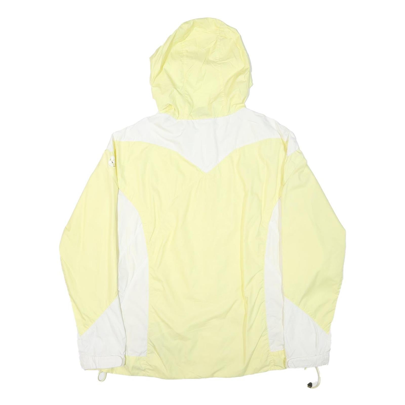 NIKE Womens Yellow & White Colourblock Hooded Jacket 2XL Polyester Blend Zip