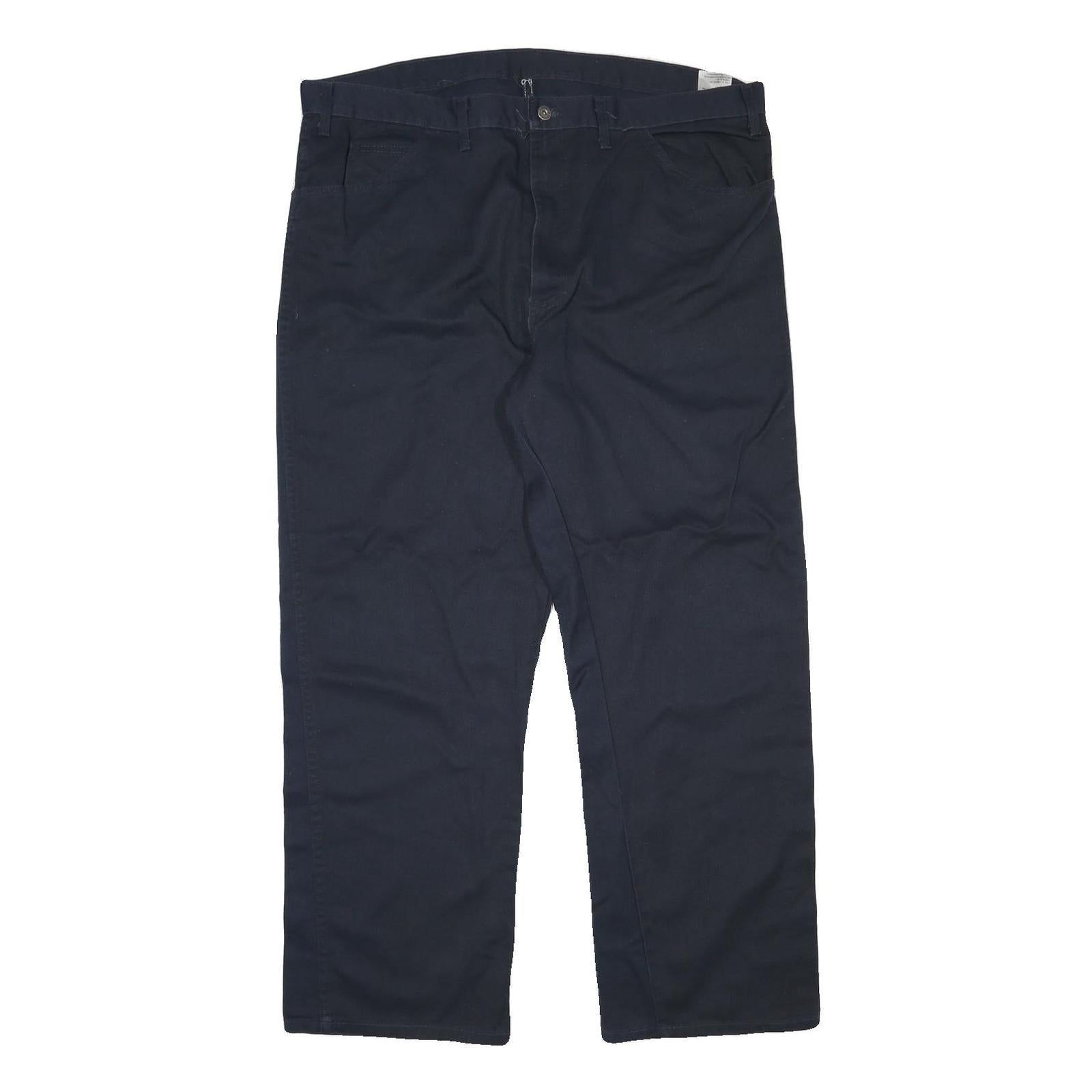 DICKIES Mens Cotton Blend Navy Regular Fit Straight Leg Trousers W42 L31