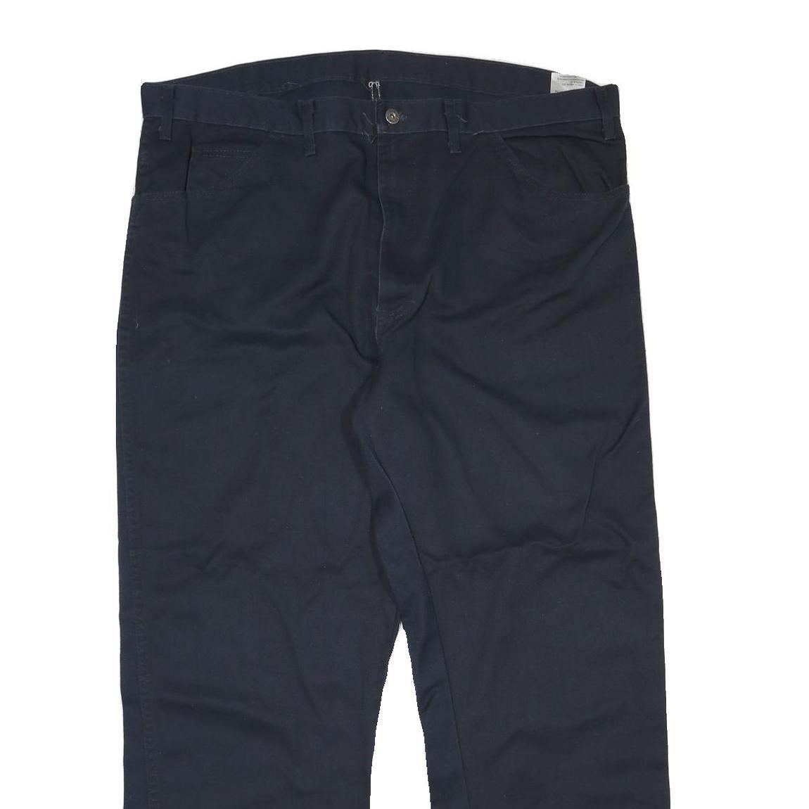 DICKIES Mens Cotton Blend Navy Regular Fit Straight Leg Trousers W42 L31