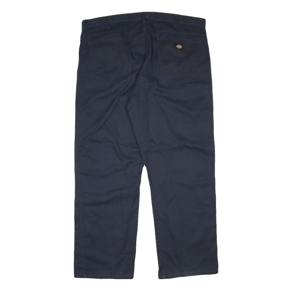 DICKIES Mens Cotton Blend Navy Regular Fit Straight Leg Trousers W42 L31