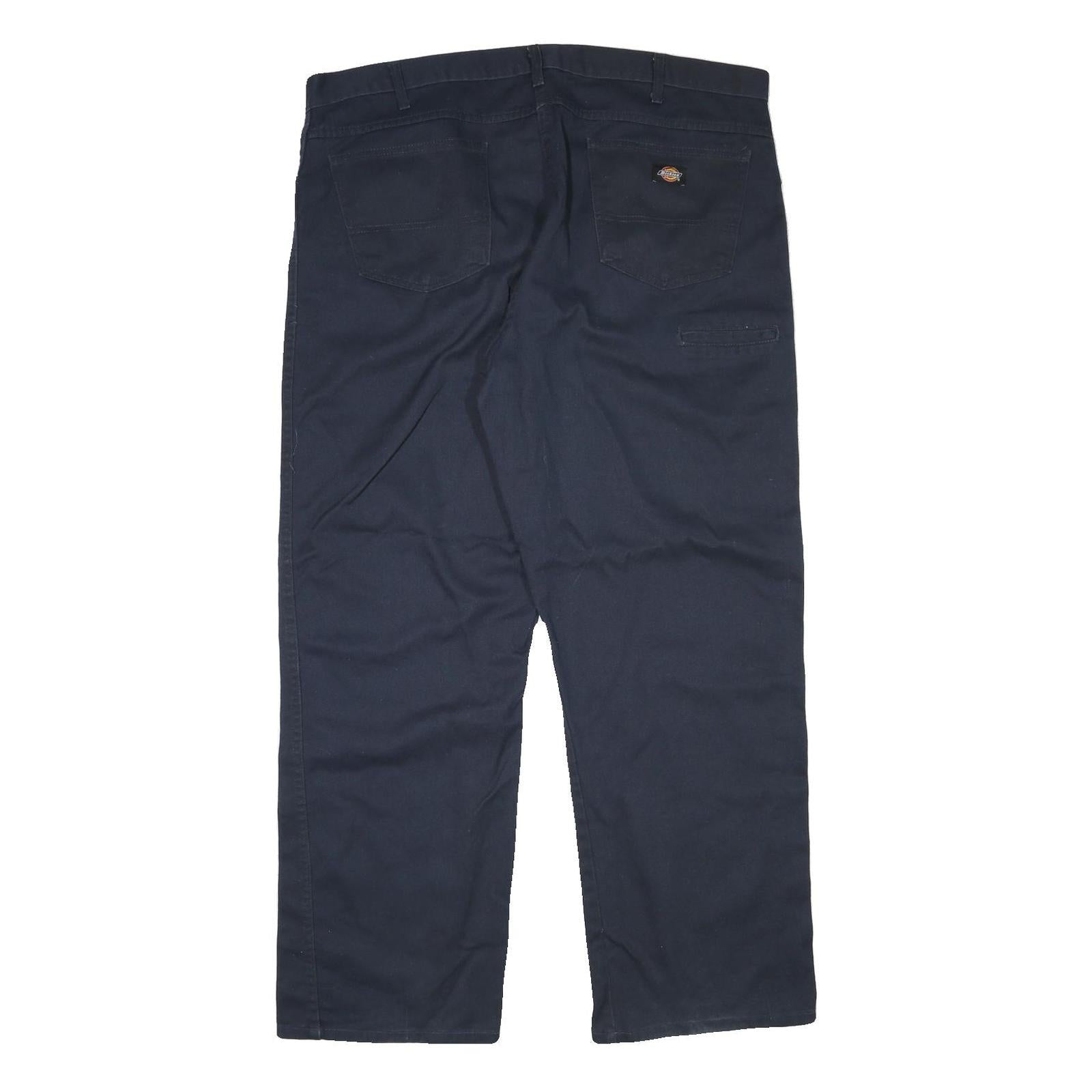DICKIES Mens Cotton Blend Navy Regular Fit Straight Leg Trousers W42 L31