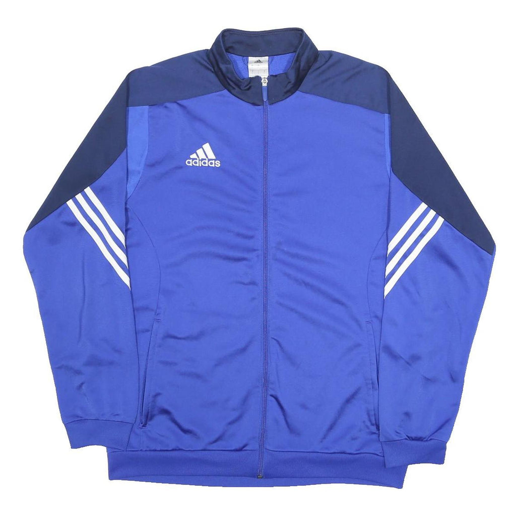 ADIDAS Mens Blue & Navy Zip Up Polyester Sports Jacket L Track Three Stripes