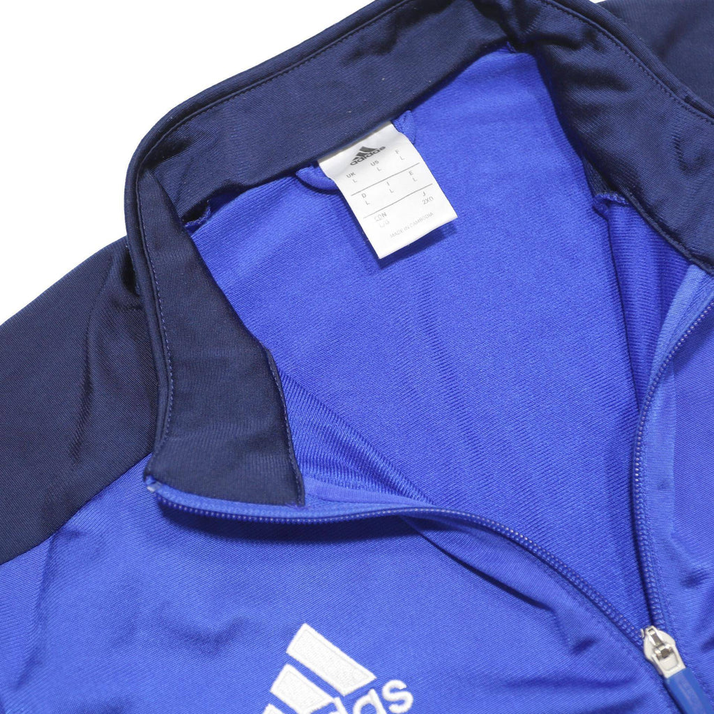 ADIDAS Mens Blue & Navy Zip Up Polyester Sports Jacket L Track Three Stripes