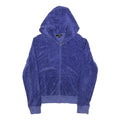 JUICY COUTURE Womens Blue Hoodie L Plush Zip Up Drawstring Hood