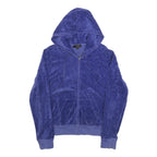 JUICY COUTURE Womens Blue Hoodie L Plush Zip Up Drawstring Hood
