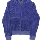 JUICY COUTURE Womens Blue Hoodie L Plush Zip Up Drawstring Hood