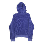 JUICY COUTURE Womens Blue Hoodie L Plush Zip Up Drawstring Hood