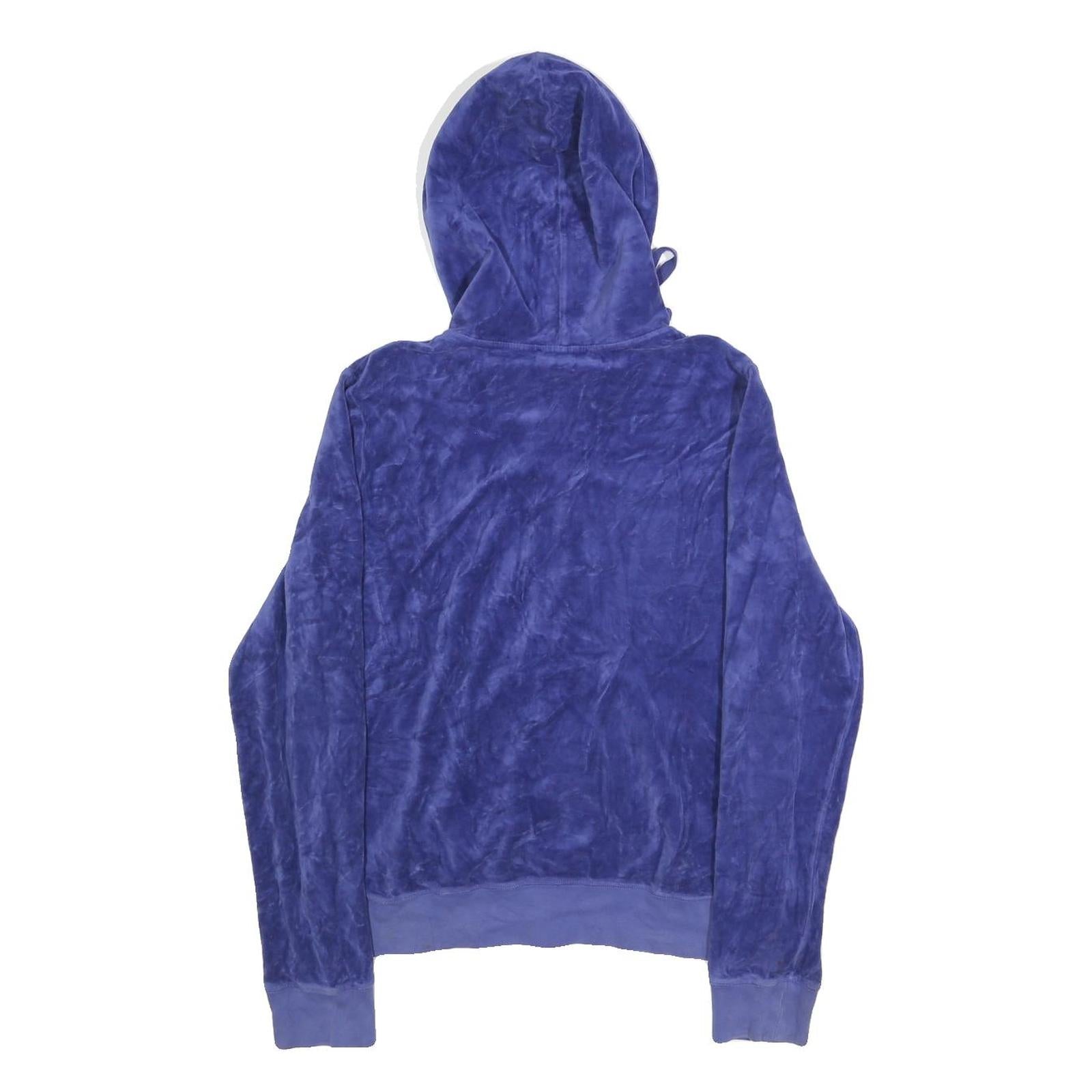 JUICY COUTURE Womens Blue Hoodie L Plush Zip Up Drawstring Hood