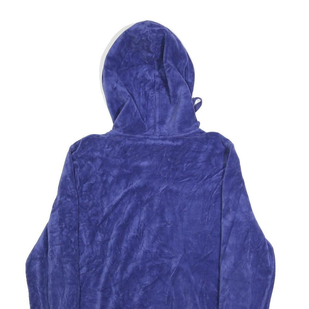 JUICY COUTURE Womens Blue Hoodie L Plush Zip Up Drawstring Hood
