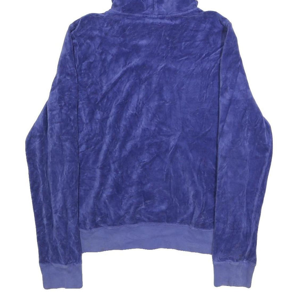 JUICY COUTURE Womens Blue Hoodie L Plush Zip Up Drawstring Hood