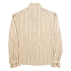 Womens Printed Blouse Brown High Neck Long Sleeve Striped M
