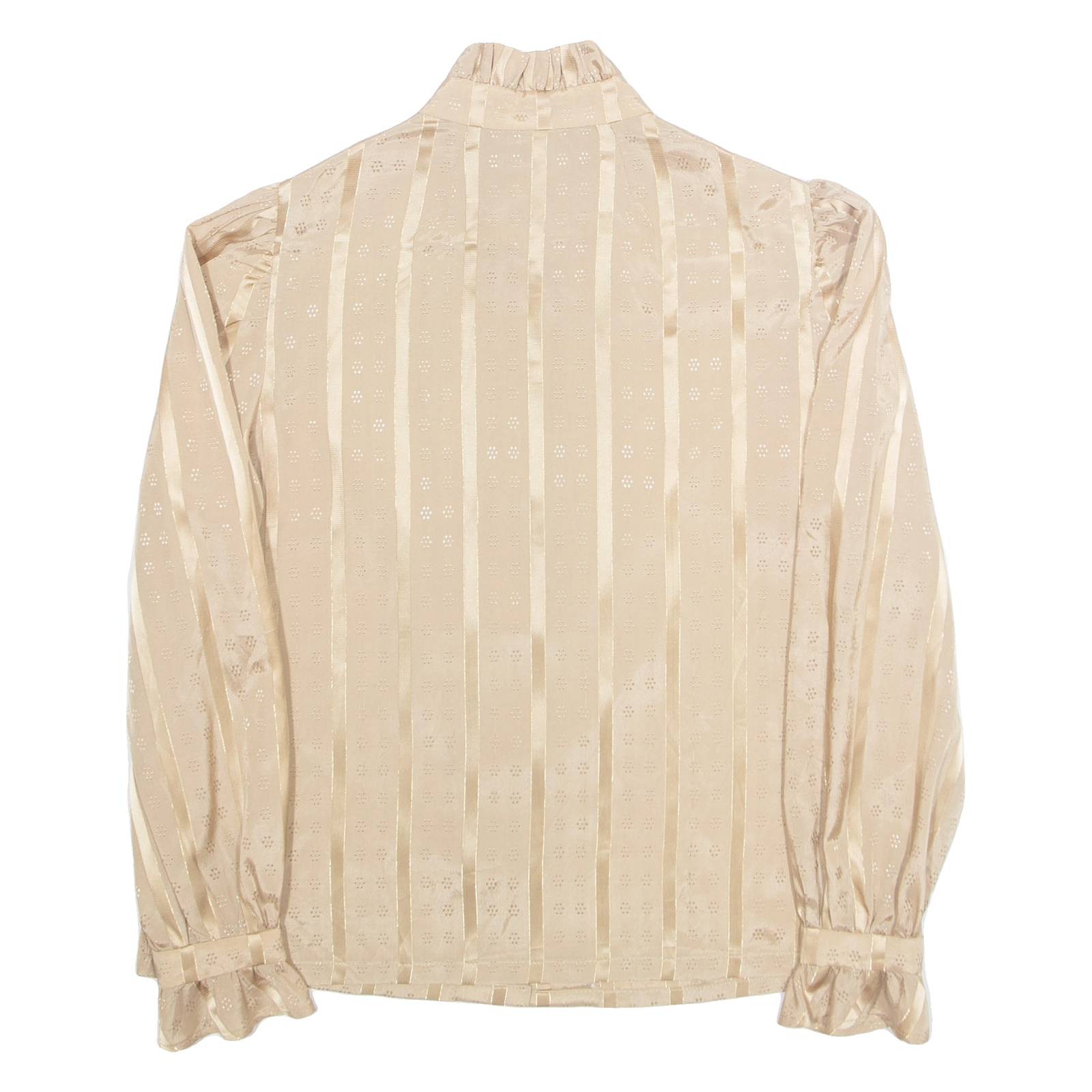 Womens Printed Blouse Brown High Neck Long Sleeve Striped M