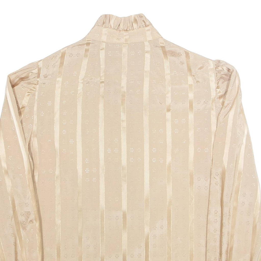 Womens Printed Blouse Brown High Neck Long Sleeve Striped M