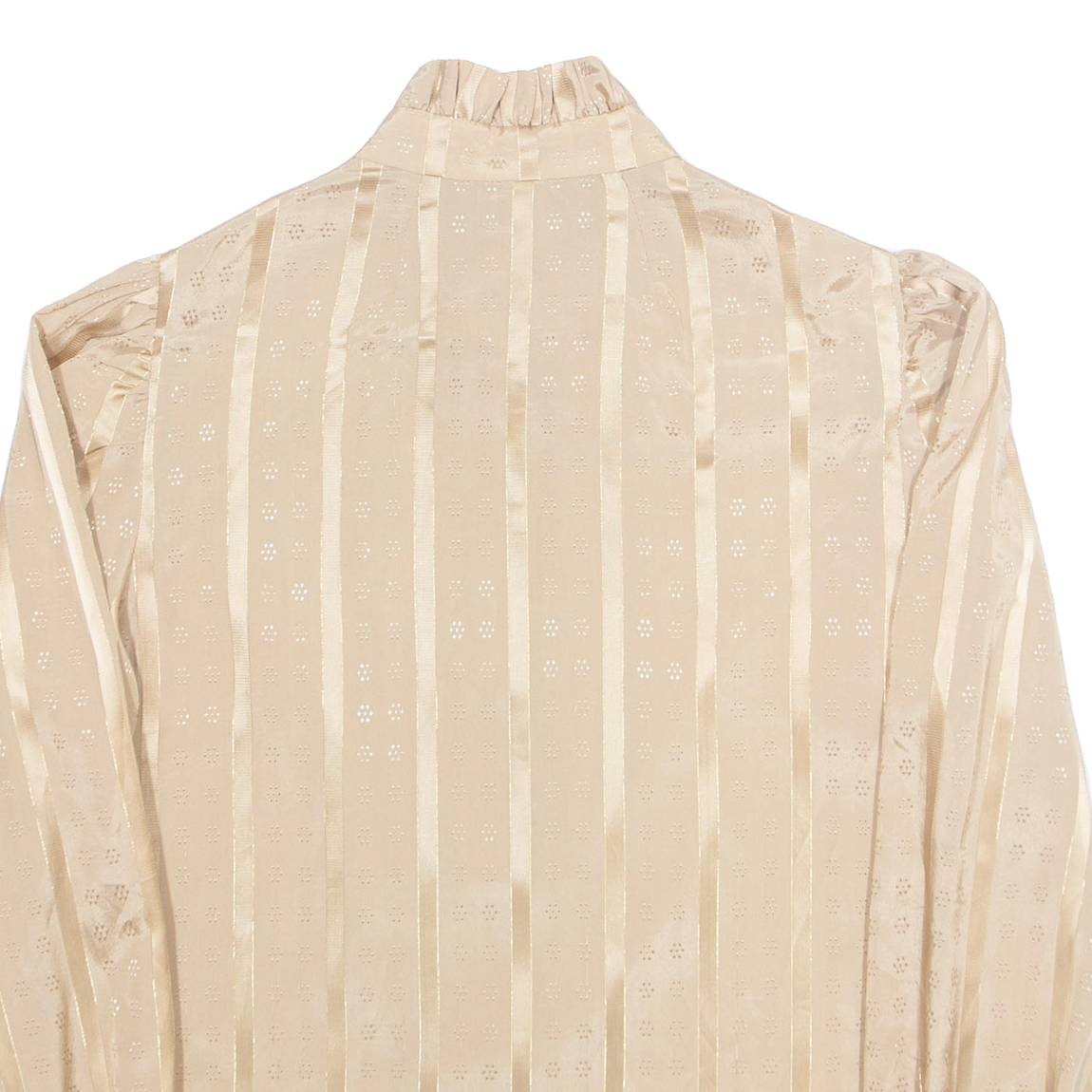Womens Printed Blouse Brown High Neck Long Sleeve Striped M