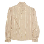 Womens Printed Blouse Brown High Neck Long Sleeve Striped M