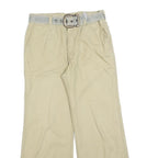 Womens Relaxed Beige Cotton Blend Trousers W28 L28 Belted Casual Wear