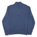 POLO RALPH LAUREN Mens Blue Rib Knit Half Zip Patterned Jumper XL Cotton Blend