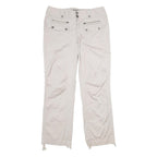 INTERNATIONAL CONCEPTS Womens Regular Beige Cotton Blend Trousers W34 L32 Zip