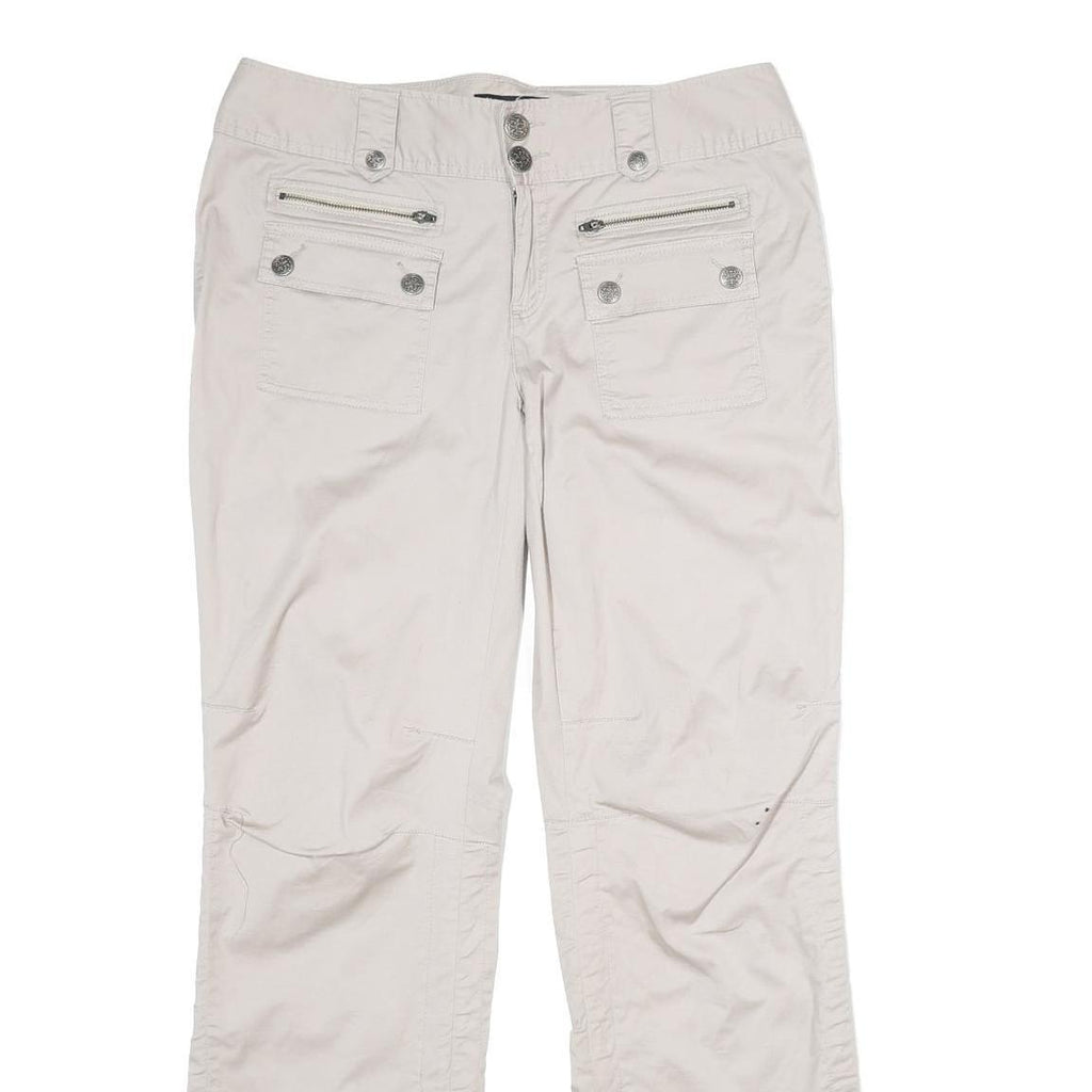 INTERNATIONAL CONCEPTS Womens Regular Beige Cotton Blend Trousers W34 L32 Zip