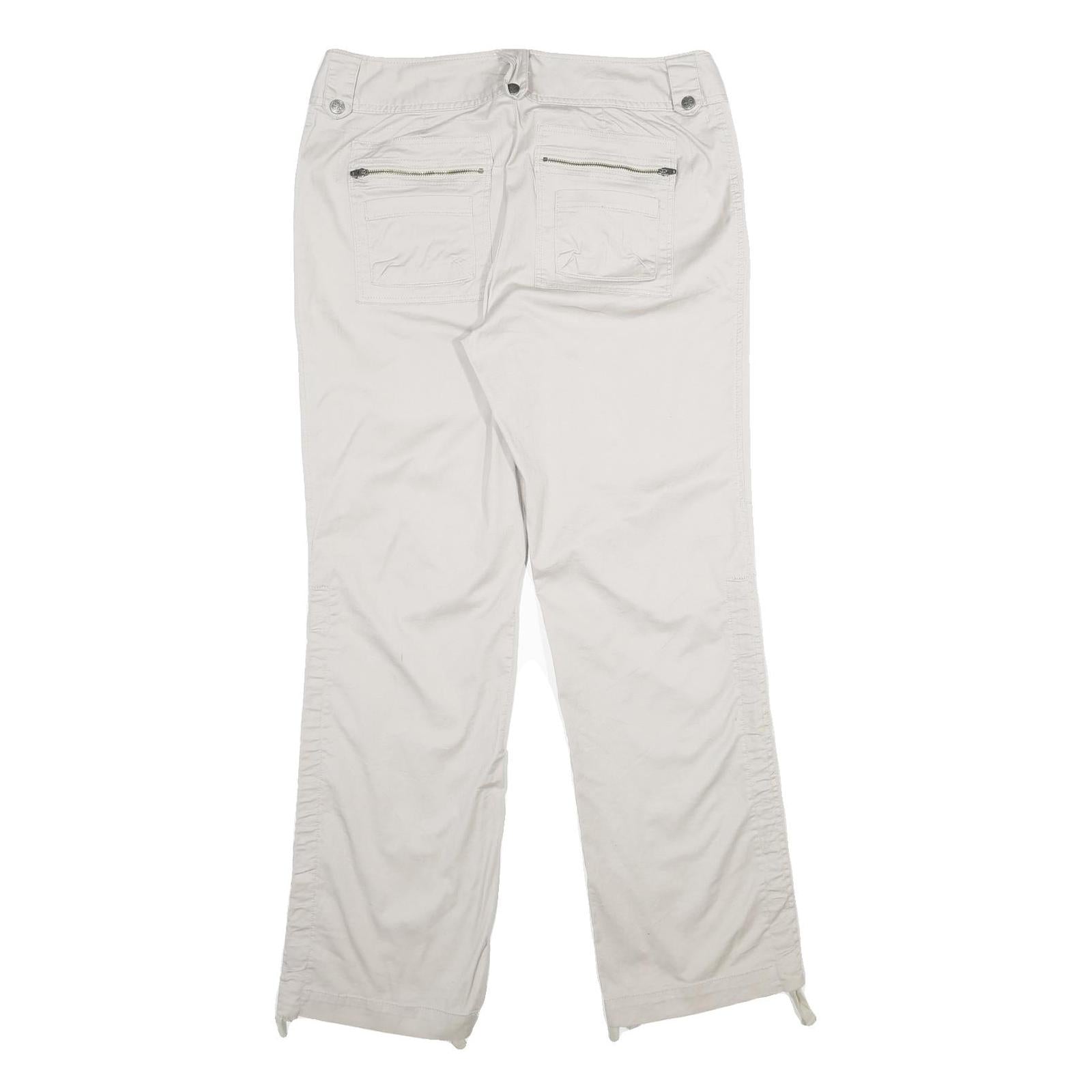 INTERNATIONAL CONCEPTS Womens Regular Beige Cotton Blend Trousers W34 L32 Zip