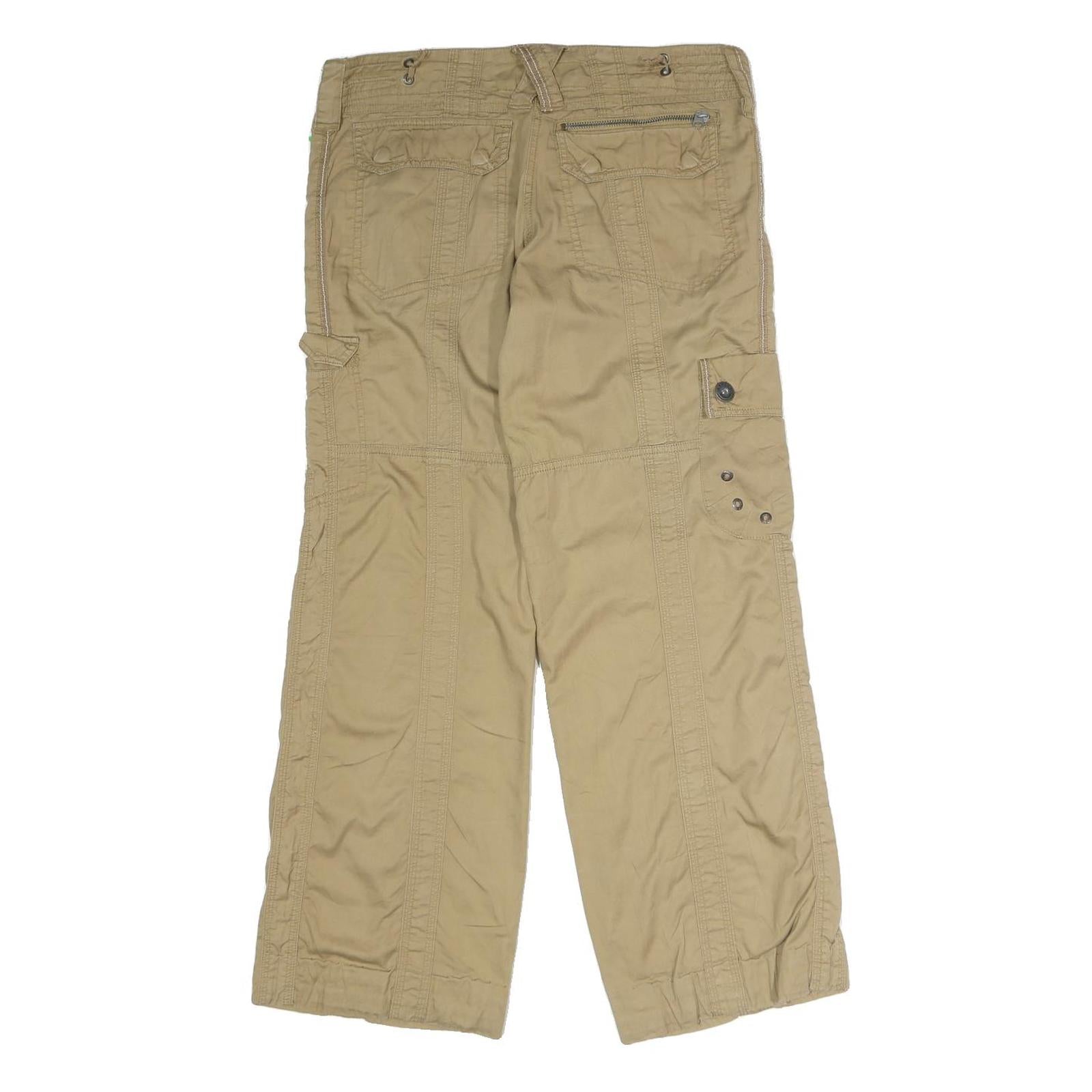 ASHLEY Womens Cotton Blend Beige Regular Fit Cargo Trousers W32 L30 Casual