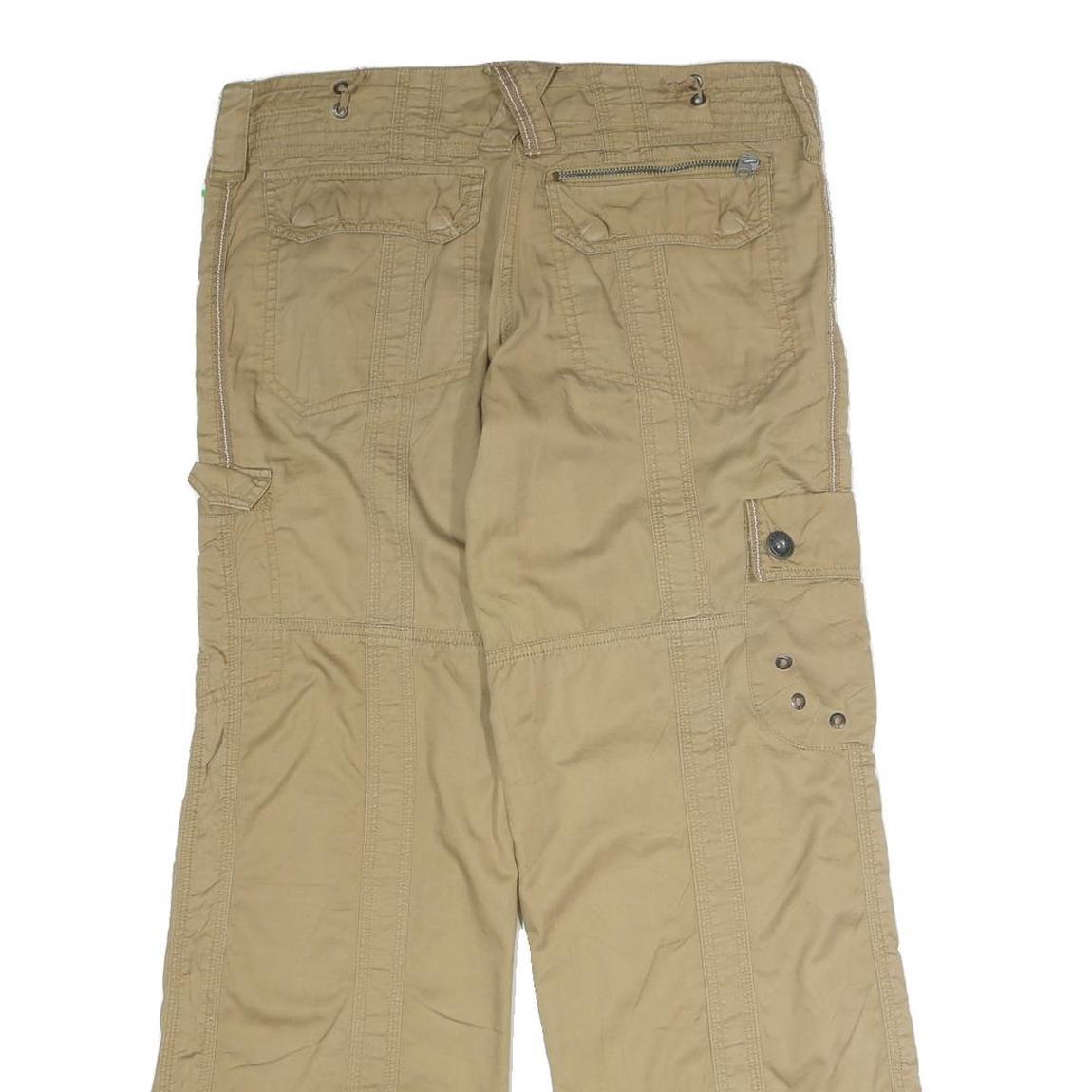 ASHLEY Womens Cotton Blend Beige Regular Fit Cargo Trousers W32 L30 Casual