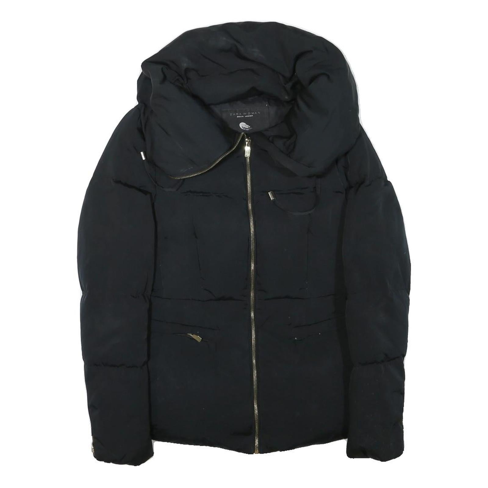 ZARA WOMAN Womens Black Quilted Jacket S Polyester Blend Zip Lightweight Puffa