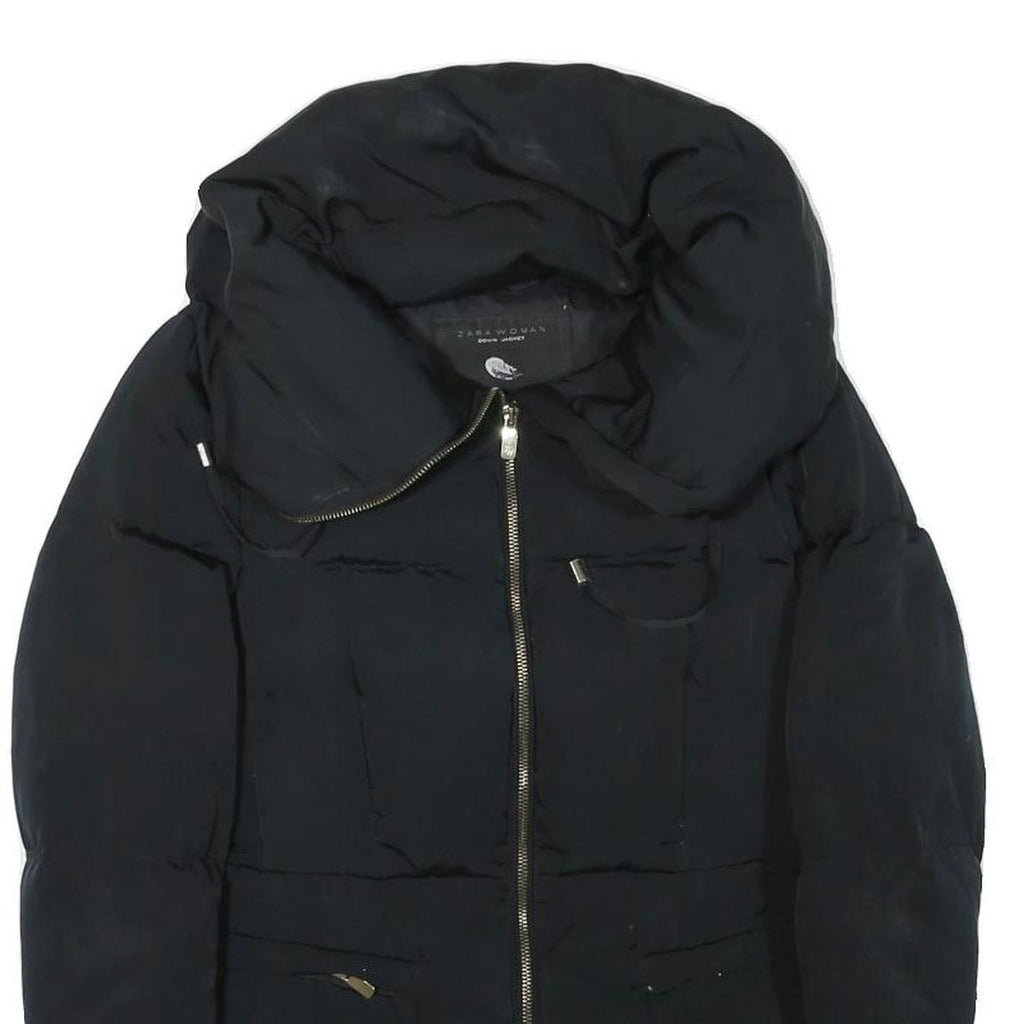 ZARA WOMAN Womens Black Quilted Jacket S Polyester Blend Zip Lightweight Puffa