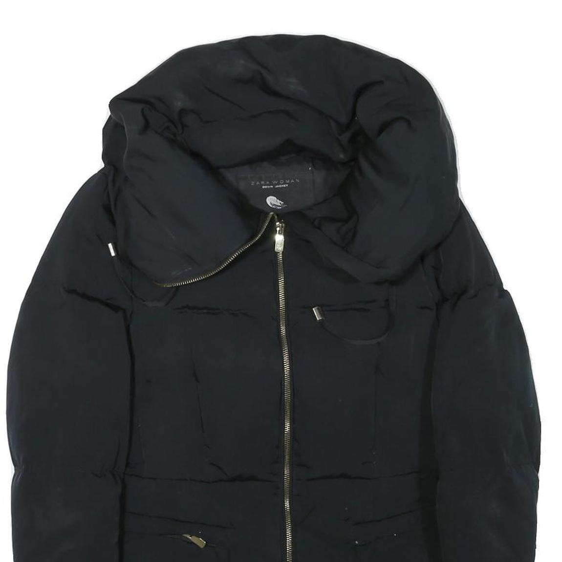 ZARA WOMAN Womens Black Quilted Jacket S Polyester Blend Zip Lightweight Puffa