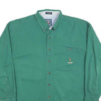 CHAPS Mens Green Cotton Shirt L Button Down Pocket Classic Fit Comfortable