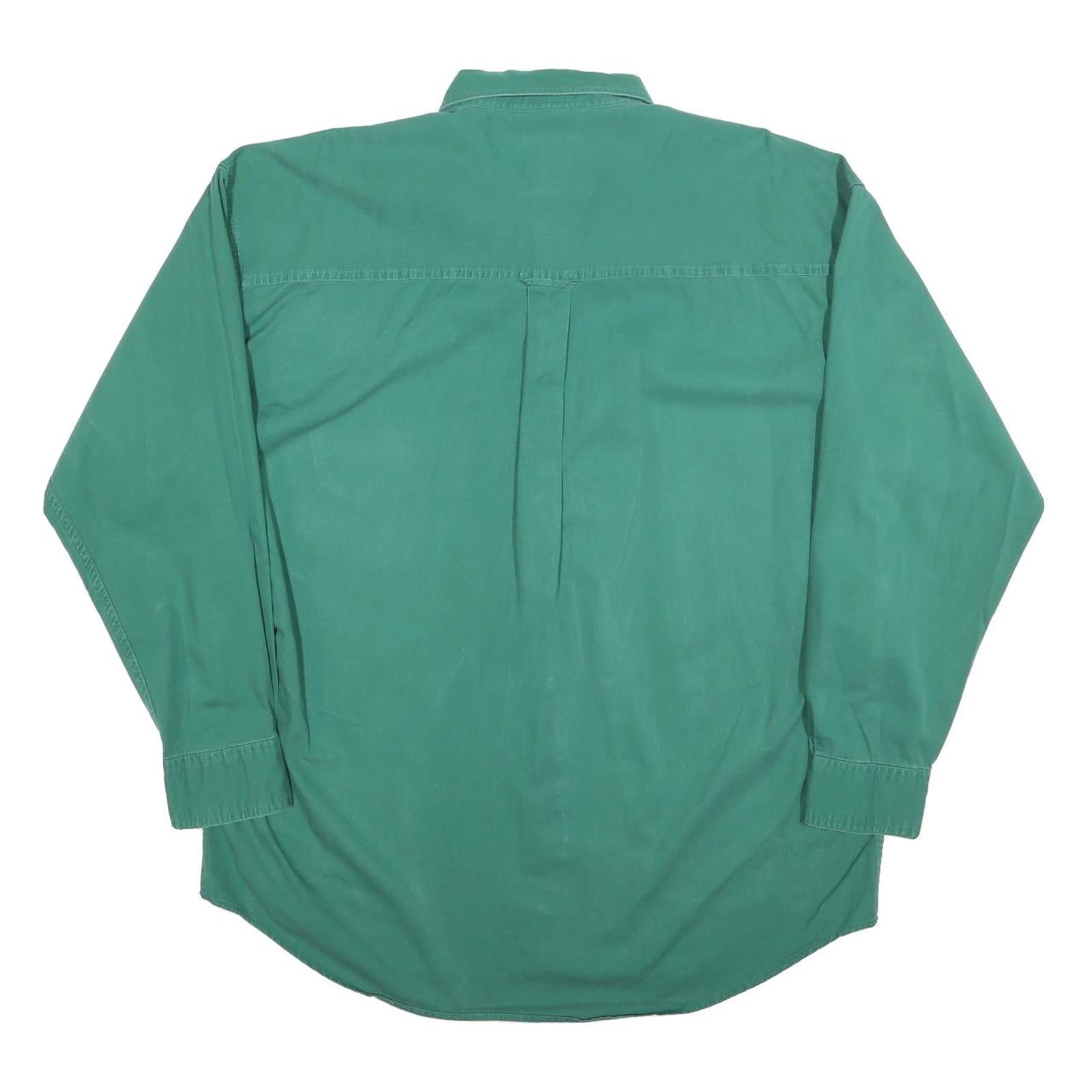 CHAPS Mens Green Cotton Shirt L Button Down Pocket Classic Fit Comfortable