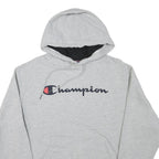 CHAMPION Mens Grey Pullover Hoodie M Classic Logo Cotton Blend Pocket Comfort