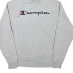 CHAMPION Mens Grey Pullover Hoodie M Classic Logo Cotton Blend Pocket Comfort