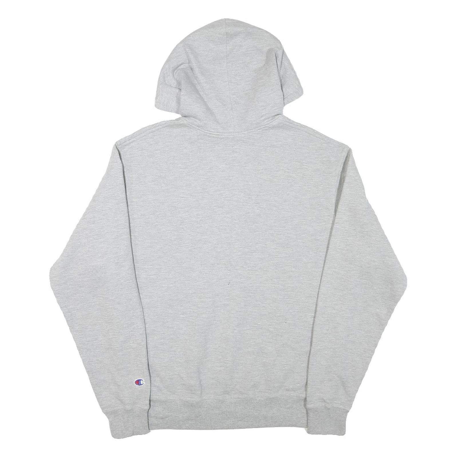 CHAMPION Mens Grey Pullover Hoodie M Classic Logo Cotton Blend Pocket Comfort