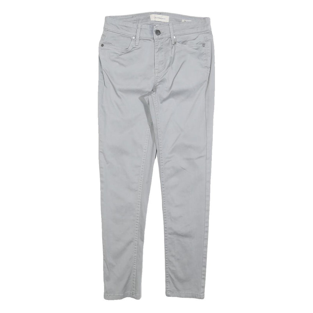 CALVIN KLEIN JEANS Womens Cotton Blend Grey Slim Zip Trousers W25 L26 Casual