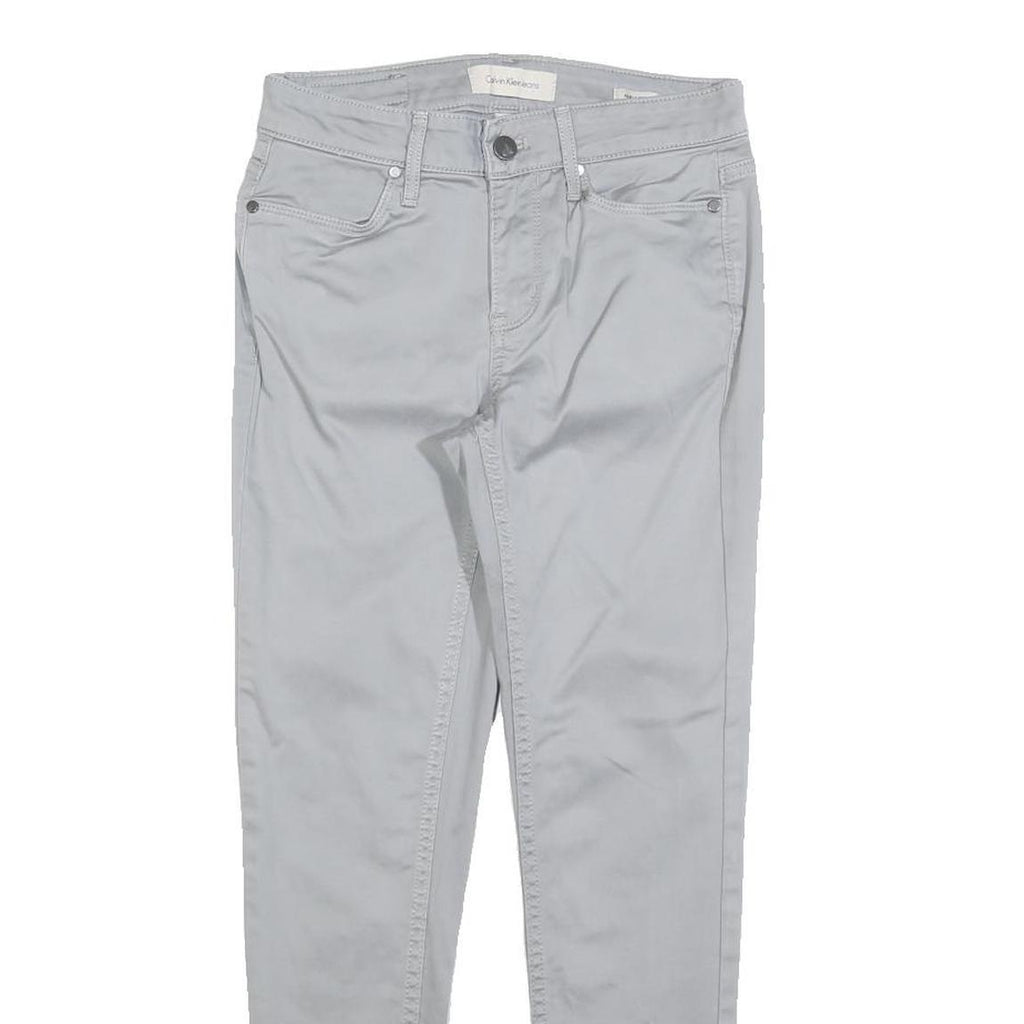 CALVIN KLEIN JEANS Womens Cotton Blend Grey Slim Zip Trousers W25 L26 Casual